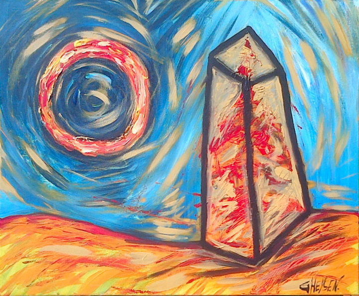 Painting titled "L'Espace du Dialogu…" by Patrick Gheysen, Original Artwork, Oil