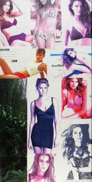 Collages titulada "Cameron Russell 164" por Ghezzi, Obra de arte original