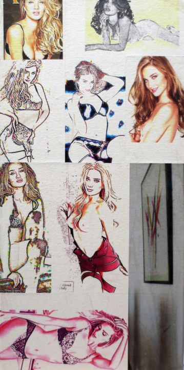 Collages intitolato "Rosie-Huntington-wh…" da Ghezzi, Opera d'arte originale