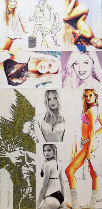 Collages intitulée "Romee-Strijd 219" par Ghezzi, Œuvre d'art originale