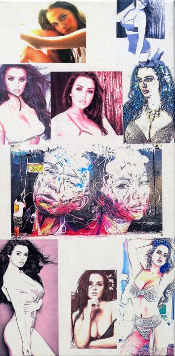 Collages titled "Abigail-Ratchford…" by Ghezzi, Original Artwork, Collages Mounted on Wood Stretcher frame