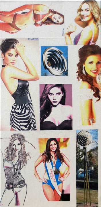 Collages titled "Belen Sogliano 291…" by Ghezzi, Original Artwork, Collages Mounted on Wood Stretcher frame
