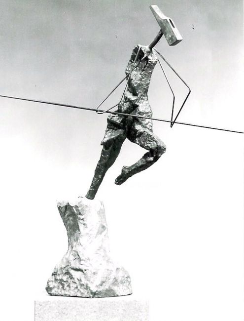 Sculpture intitulée "Equilibrista" par Ghezzi, Œuvre d'art originale, Métaux