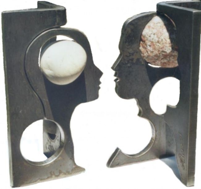 Sculpture titled "A5 -1couple" by Ghezzi, Original Artwork, Metals