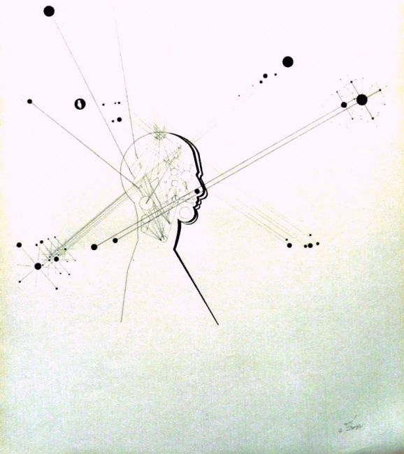 Drawing titled "Vision de l'espce" by Ghezzi, Original Artwork, Other