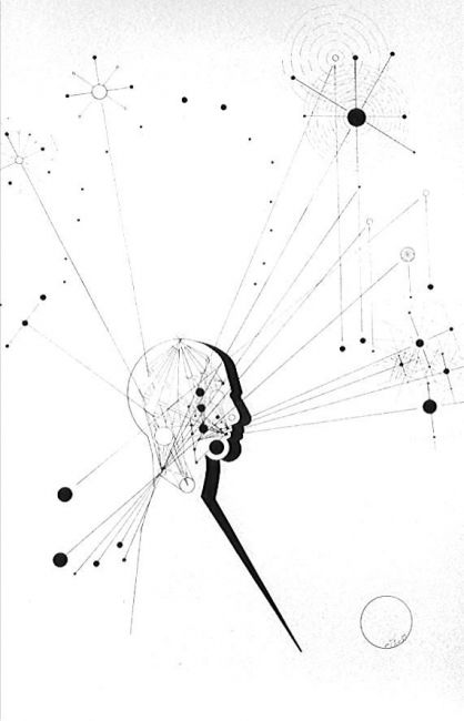 Dibujo titulada "Vision de l'espce" por Ghezzi, Obra de arte original, Tinta