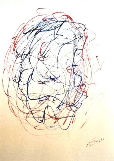 Drawing titled "Maschera" by Ghezzi, Original Artwork, Other