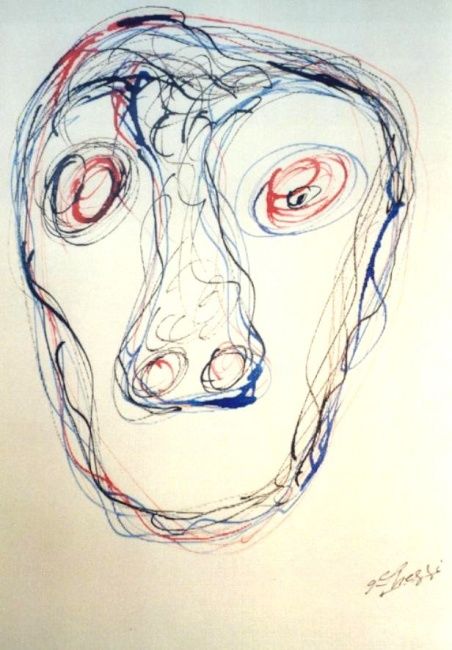 Drawing titled "Maschera" by Ghezzi, Original Artwork, Other