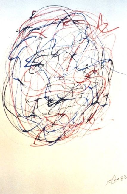 Zeichnungen mit dem Titel "Maschera" von Ghezzi, Original-Kunstwerk, Tinte