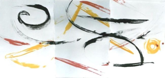 Malerei mit dem Titel "3 Punti Rossi" von Ghezzi, Original-Kunstwerk, Tinte