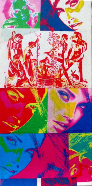 Collages getiteld "Adriana Lima 10" door Ghezzi, Origineel Kunstwerk, Papier