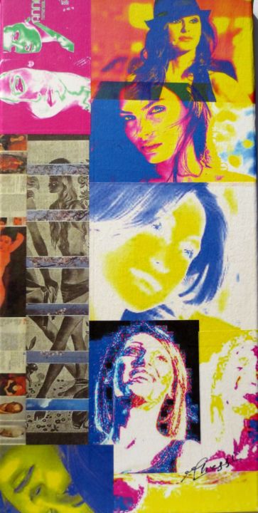 Collagen mit dem Titel "Anna-Tatangelo 20" von Ghezzi, Original-Kunstwerk, Papier