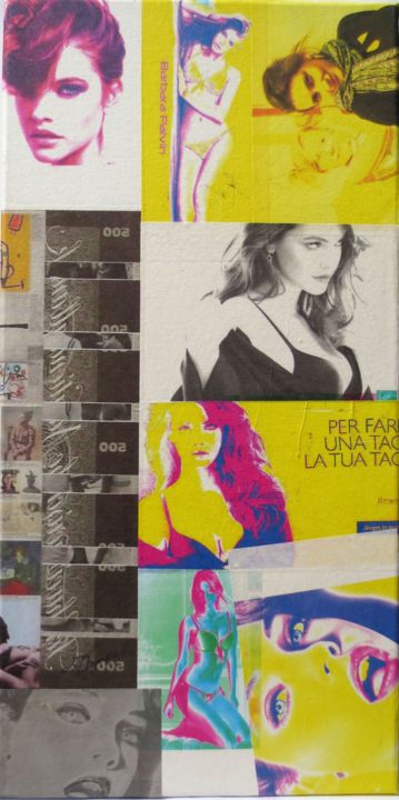 Collages titled "Barbara-Palvin 25" by Ghezzi, Original Artwork, Paper