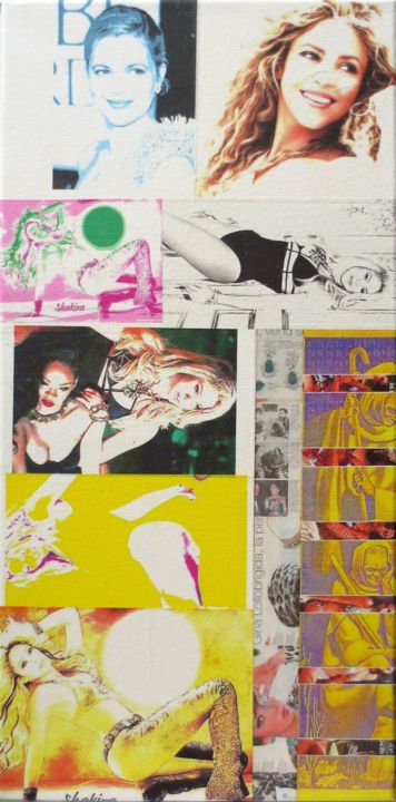 Collages titled "Shakira 45" by Ghezzi, Original Artwork, Paper