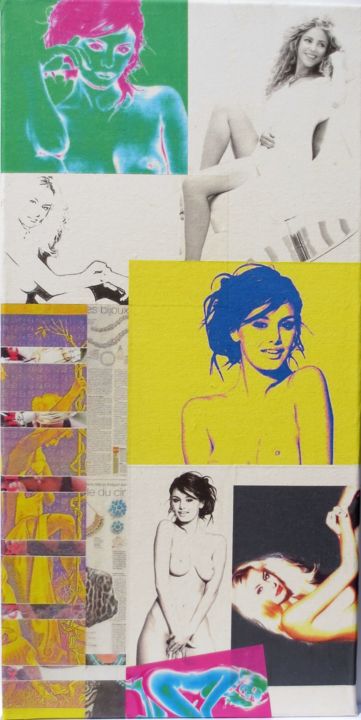 Collages titled "Michela-Bruni 46" by Ghezzi, Original Artwork, Paper