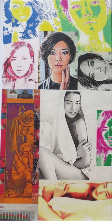 Collages titulada "Liu-Wen 53" por Ghezzi, Obra de arte original, Papel