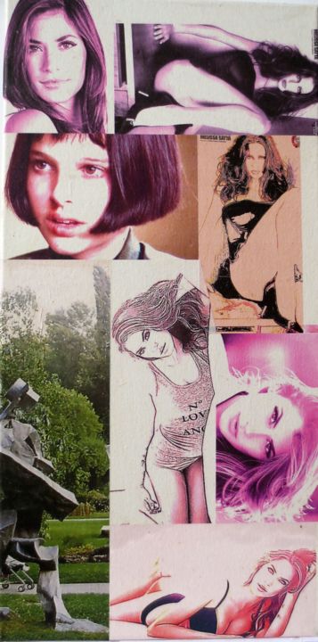 Collages intitulée "Melissa-Satta 89" par Ghezzi, Œuvre d'art originale, Papier