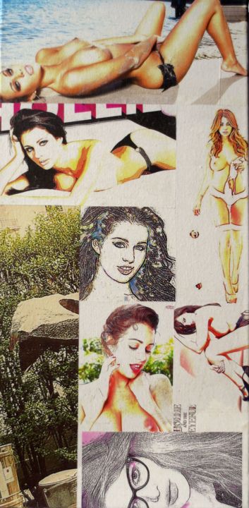 Collages titulada "Holly-Peers 98" por Ghezzi, Obra de arte original, Papel