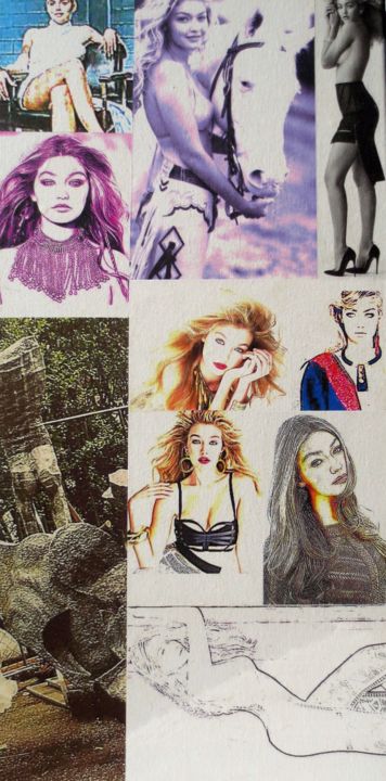 Collages intitulée "Gigi-Hadid 101" par Ghezzi, Œuvre d'art originale, Papier