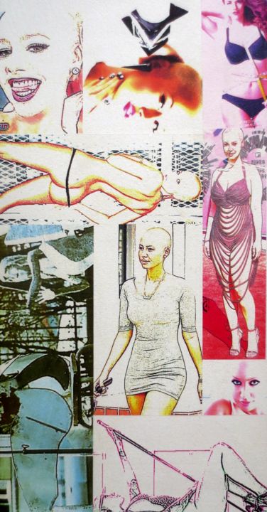 Collages getiteld "Amber-Rose 123" door Ghezzi, Origineel Kunstwerk