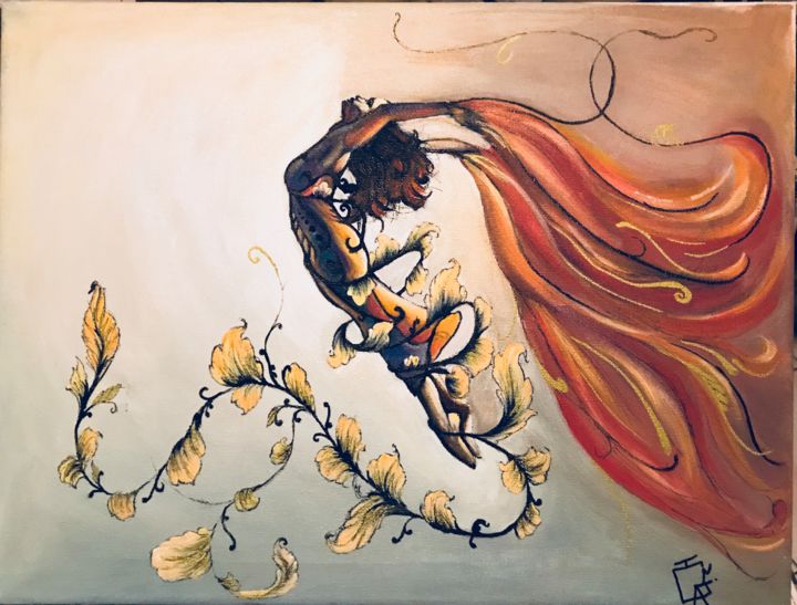 Pintura titulada "Flying women" por Ghina Kanj, Obra de arte original, Acrílico