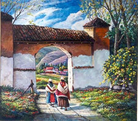 Painting titled "paisaje de cajamarc…" by Dino Ghirardo, Original Artwork, Oil