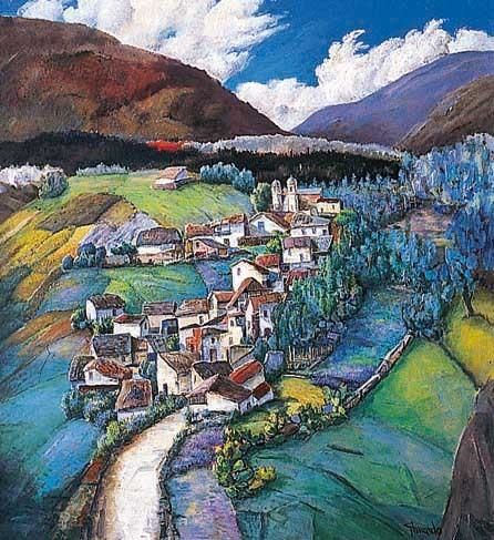Pintura titulada "paisaje andino tarm…" por Dino Ghirardo, Obra de arte original, Oleo