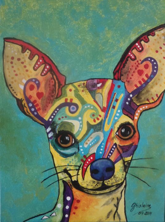 Pittura intitolato "Chihuahua" da Ghislaine, Opera d'arte originale, Acrilico