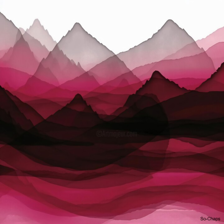 Digitale Kunst mit dem Titel "PAYSAGE N°8" von Ghislaine Chapuis, Original-Kunstwerk, KI-generiertes Bild