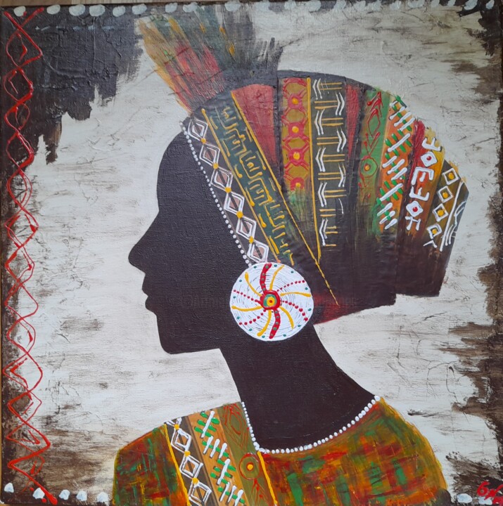 Painting titled "AFRICAN BOUBOU" by Ghislaine Chedebois (Gimar), Original Artwork, Acrylic