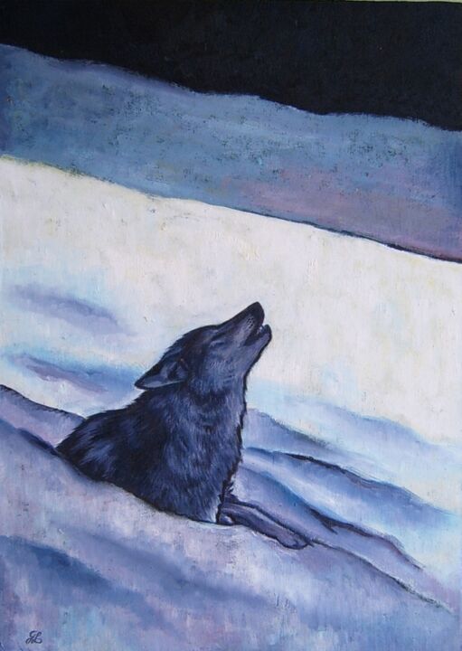 Peinture intitulée "Le vieux loup dans…" par Ghislaine Letourneur, Œuvre d'art originale, Huile
