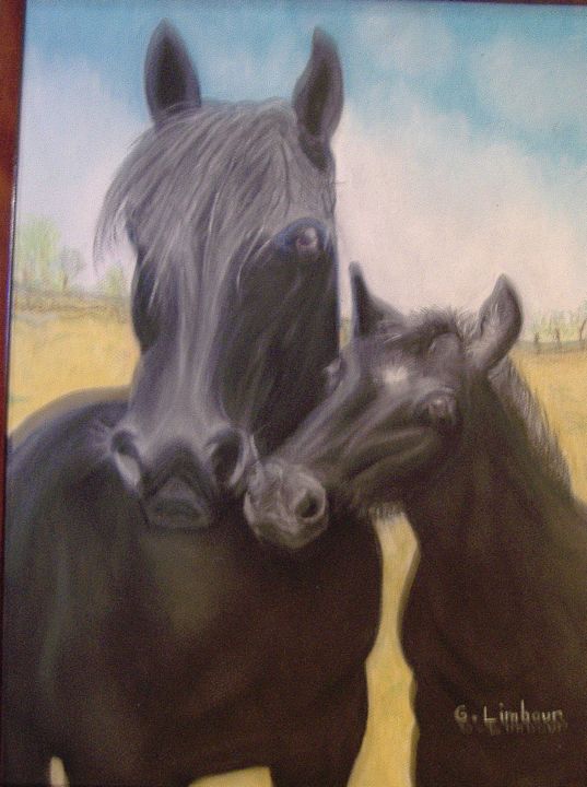 Peinture intitulée "Maman frison" par Ghislaine Limbour, Œuvre d'art originale, Pastel