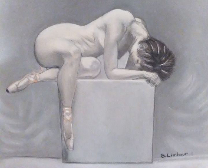 Painting titled "ballerine posée sur…" by Ghislaine Limbour, Original Artwork, Pastel