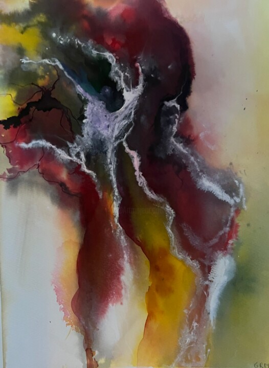 Painting titled "Ruissellement" by Ghislaine Rimmen-Mohl, Original Artwork, Ink