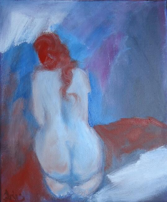 Painting titled "Femme rousse au rév…" by Ghislaine Segal, Original Artwork