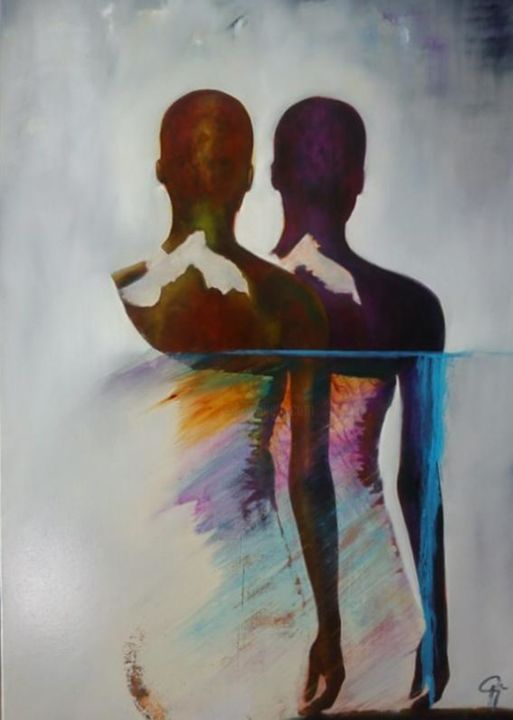 Pintura intitulada "duo d'ombres" por Ghislaine Calën, Obras de arte originais
