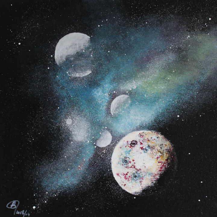 Pintura titulada "Cosmos - Voyage hor…" por Ghislaine Gabet, Obra de arte original, Acrílico