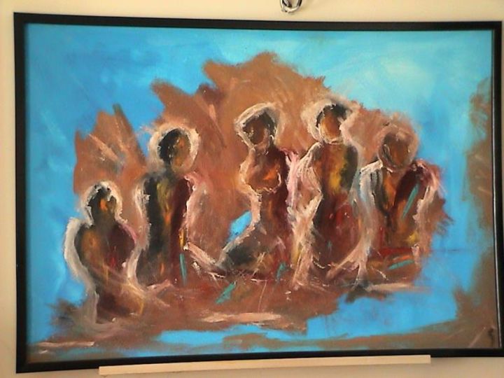 Painting titled "groupe2" by Ghislaineh, Original Artwork, Oil