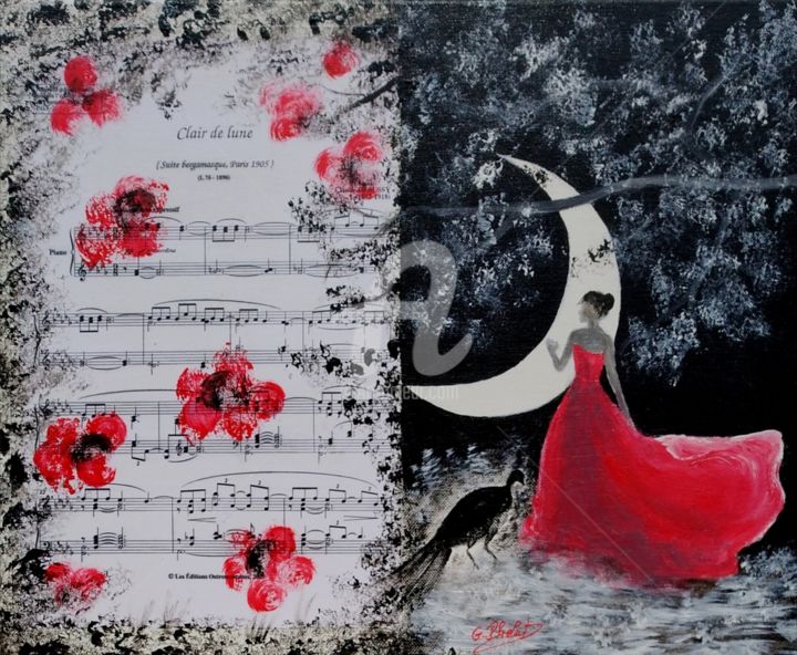 Pittura intitolato "clair de lune. Homm…" da Ghislaine Phelut-Sanchez, Opera d'arte originale