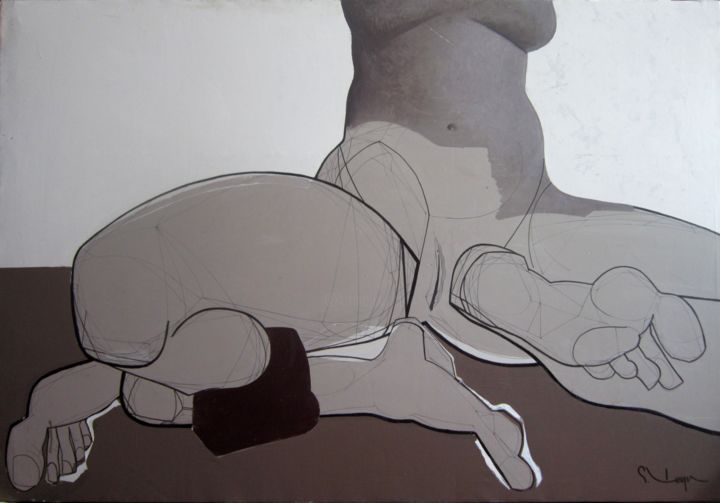 Pintura intitulada "nud" por Gheorghe Lungu, Obras de arte originais, Acrílico