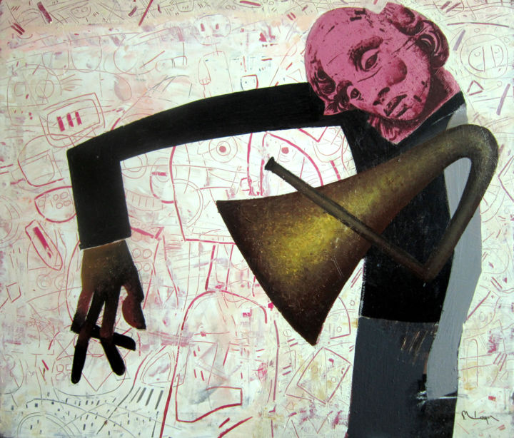 Malarstwo zatytułowany „am un inger pazitor” autorstwa Gheorghe Lungu, Oryginalna praca, Akryl