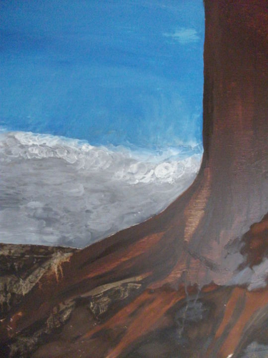 Painting titled "le ciel et le tronc" by Ghost, Original Artwork, Oil