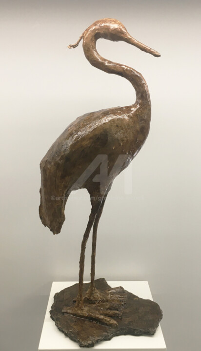 Sculpture intitulée "Héron" par Ghyslaine Leonelli, Œuvre d'art originale, Résine