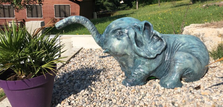 Sculpture intitulée "Eléphanto (sculptur…" par Ghyslaine Leonelli, Œuvre d'art originale, Résine