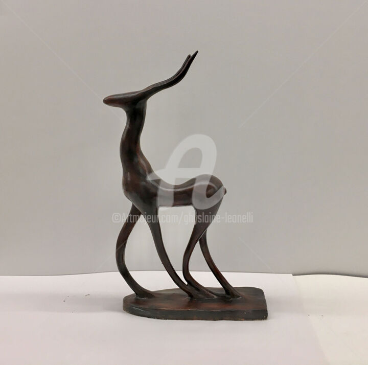 Sculptuur getiteld "Gazelle" door Ghyslaine Leonelli, Origineel Kunstwerk, Hars