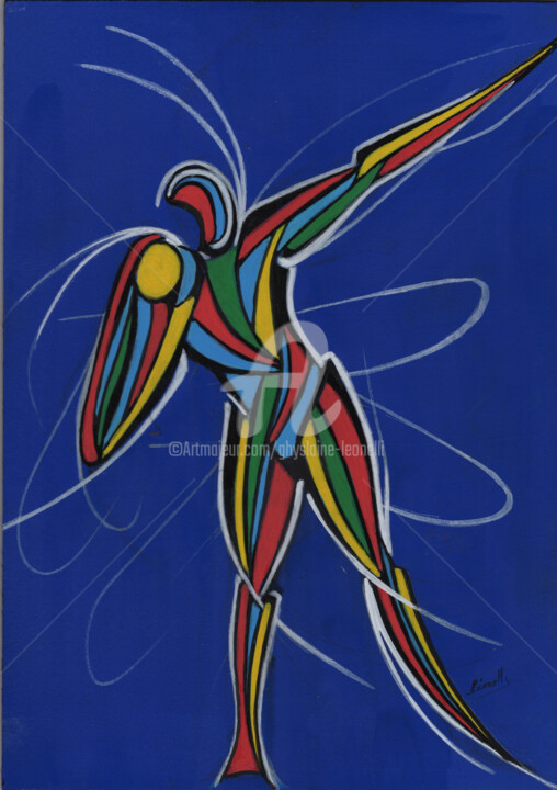 Pintura titulada "Sport graph 003" por Ghyslaine Leonelli, Obra de arte original, Acrílico Montado en Otro panel rígido