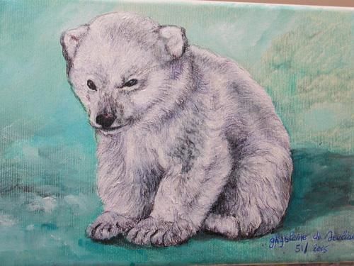 Peinture intitulée "le bébé ours de cam…" par Ghyslaine De Sevlian, Œuvre d'art originale