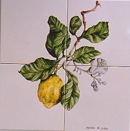 Pittura intitolato "citrons renaissance" da Ghyslaine De Sevlian, Opera d'arte originale, Olio