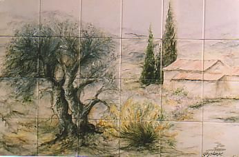 Peinture intitulée "paysage provençal" par Ghyslaine De Sevlian, Œuvre d'art originale, Huile