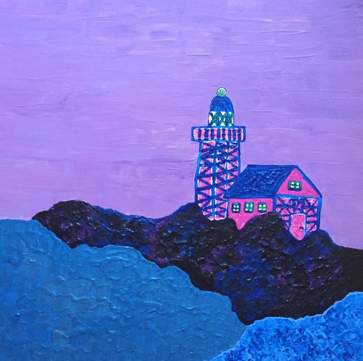 Painting titled "Lilac night" by Giart, Original Artwork, Acrylic